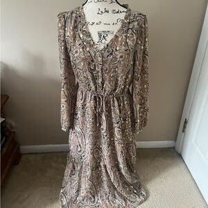 LOFT Long Sleeve Paisley Dress